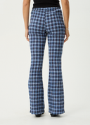 AFENDS MOUNTAINS SEERSUCKER FLARE PANT - NAVY RED CHECK