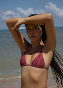 AFENDS INDY BIKINI TOP - ROSE CHECK