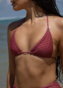 AFENDS INDY BIKINI TOP - ROSE CHECK