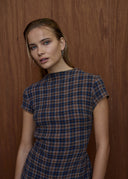 AFENDS ELODIE SEERSUCKER MINI DRESS - SHEV INDIGO CHECK