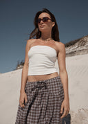 AFENDS MARLOW - MIDI SKIRT - BROWN / BLUE CHECK