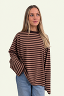 THRILLS MUSE LONG SLEEVE OVERSIZE TEE - COCOA STRIPE