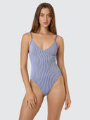 THRILLS ALBA RIB PLUNGE ONE PIECE - CORNFLOWER BLUE