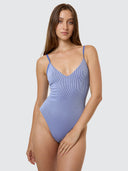 THRILLS ALBA RIB PLUNGE ONE PIECE - CORNFLOWER BLUE