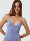 THRILLS ALBA RIB PLUNGE ONE PIECE - CORNFLOWER BLUE