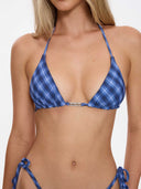 THRILLS HIGH SPEED CHECK STRING BIKINI TOP - GUARDIAN NAVY
