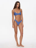 THRILLS HIGH SPEED CHECK UNDERWIRE BIKINI TOP - GUARDIAN NAVY