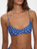 THRILLS HIGH SPEED CHECK UNDERWIRE BIKINI TOP - GUARDIAN NAVY