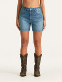 WRANGLER HI A-LINE SHORT - BLUE SHELTER