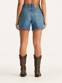 WRANGLER HI A-LINE SHORT - BLUE SHELTER