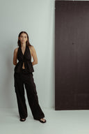 RHYTHM COVE HALTER TOP - BLACK