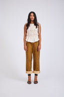 ONE TEASPOON EVELYN GATHERED RUCHED TIE TOP - CREAM