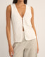 RHYTHM ADELE LONGLINE KNIT VEST - WHITE