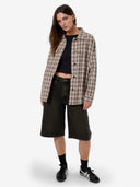 ADORNED CHECK OVER SHIRT - JAVA