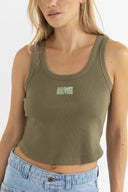 RHYTHM ANNETTE RIB TANK - BASIL