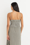 RHYTHM ANTIBES PLAID MIDI DRESS - OLIVE