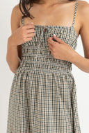 RHYTHM ANTIBES PLAID MIDI DRESS - OLIVE