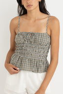 RHYTHM ANTIBES PLAID TOP - OLIVE