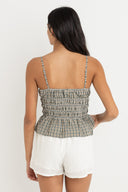 RHYTHM ANTIBES PLAID TOP - OLIVE