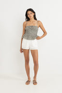 RHYTHM ANTIBES PLAID TOP - OLIVE