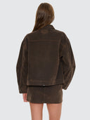 THRILLS BAILEY FLOCKED JACKET - DARK CHOCOLATE