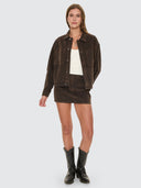 THRILLS BAILEY FLOCKED JACKET - DARK CHOCOLATE