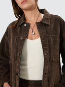 THRILLS BAILEY FLOCKED JACKET - DARK CHOCOLATE