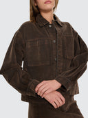 THRILLS BAILEY FLOCKED JACKET - DARK CHOCOLATE