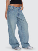 THRILLS BILLIE LOW RISE BAGGY JEAN - DIRTY CRINKLE BLUE