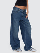 THRILLS BILLIE LOW RISE BAGGY KILLER JEAN - TEAL BLUE USED