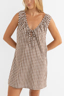 RHYTHM BIRDIE GINGHAM MINI DRESS - BROWN