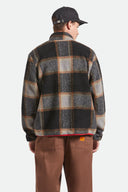 BRIXTON BUFFALO PLAID SHERPA FRONT ZIP - BLACK/CREAM