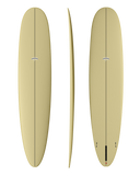 Beige surfboard from different angles on a white background