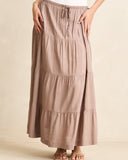 RHYTHM CLASSIC TIERED MAXI SKIRT - TAUPE