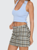 THRILLS DESERT REVERB PLAID MINI SKORT - DUSTY BLUE