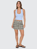 THRILLS DESERT REVERB PLAID MINI SKORT - DUSTY BLUE