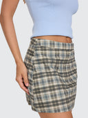 THRILLS DESERT REVERB PLAID MINI SKORT - DUSTY BLUE
