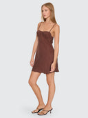 THRILLS ELIO BIAS MINI DRESS - COCOA