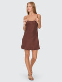 THRILLS ELIO BIAS MINI DRESS - COCOA