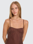 THRILLS ELIO BIAS MINI DRESS - COCOA