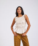 ONE TEASPOON EVELYN GATHERED RUCHED TIE TOP - CREAM