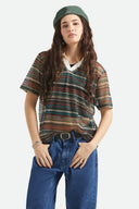 BRIXTON VARSITY TEE - MULTI RETRO STRIPE