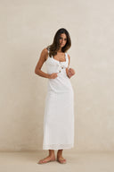 RHYTHM GIGI GATHERED MAXI DRESS - WHITE