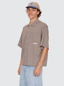 WORSHIP GLOBO BOX CROP SHORT SLEEVE SHIRT - BROWN