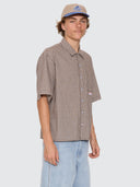 WORSHIP GLOBO BOX CROP SHORT SLEEVE SHIRT - BROWN