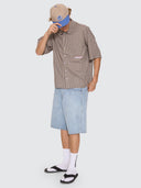 WORSHIP GLOBO BOX CROP SHORT SLEEVE SHIRT - BROWN