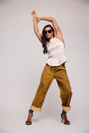 ONE TEASPOON EVELYN GATHERED RUCHED TIE TOP - CREAM