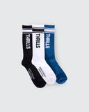 THRILLS HARD KNOCKS 3 PACK SOCK - BLACK - WHITE - BLUE