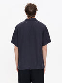 THRILLS HEMP MINIMAL THRILLS CONTRAST STITCH CROPPED BOWLING SHIRT - EBONY