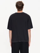 THRILLS HEMP THRILLS EMBRO CONTRAST STITCH BOX FIT OVERSIZE CROPPED TEE - WASHED BLACK